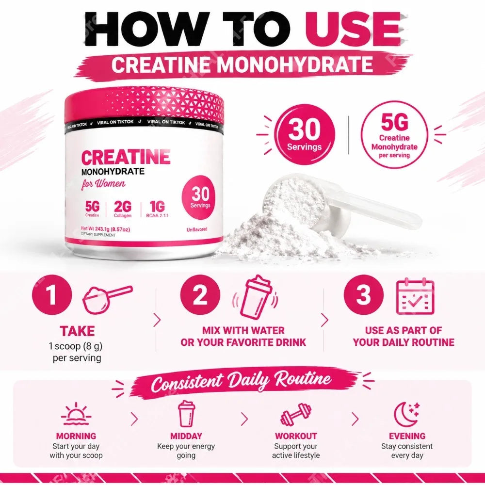 Creatine Monohydrate Hydrolyzed Collagen Powder Muscle Recovery Supplement 8.5 oz