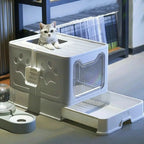 Foldable Hooded Cat Litter Box and Drawer Toilet Pan