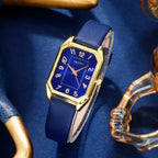 Square Quartz Women's Wristwatch with Classic Leather Band