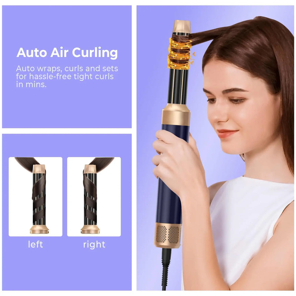 7-in-1 High Speed Ionic Hair Dryer Brush and Auto Curler Set