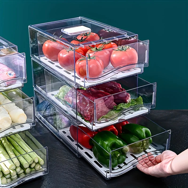 Refrigerator Drawer Storage Box and Food Fresh Organizer Bin