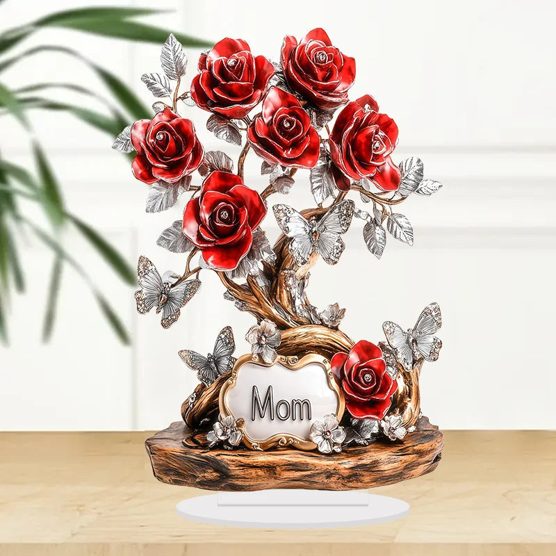 Flat Acrylic Rose Flower Artwork Plaque and Desk Decorative Sign