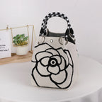 Women's Mini Knitted Geometric Colorblock Bucket Handbag