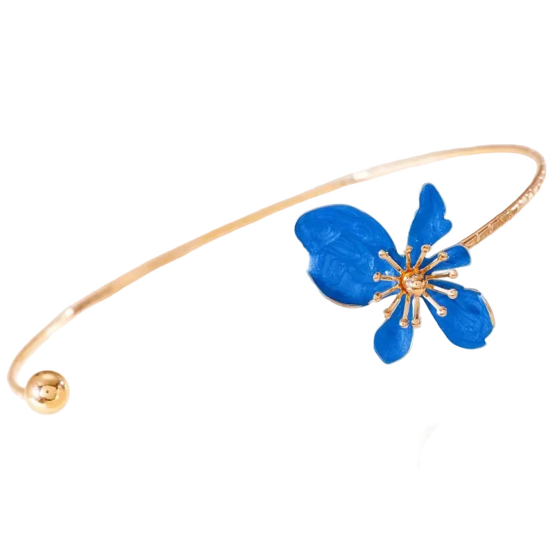 Women's Fashion Elegant Enamel Flower Gold Plated Choker Necklace