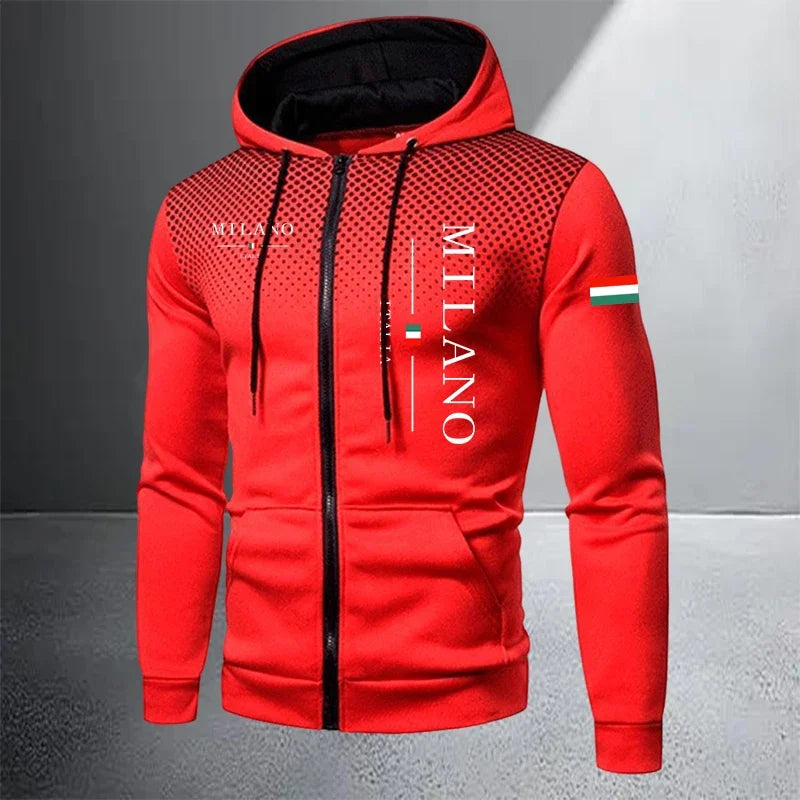 Men's Casual Zip Hooded Sweatshirt and Drawstring Pants Set
