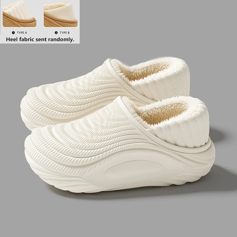 Warm Plush Waterproof EVA Slippers and Thick Furry Slides