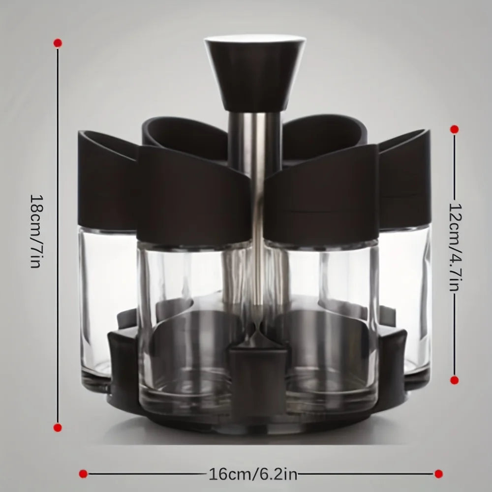 Rotating Spice Rack and Countertop Seasoning Organizer with 6 Jars