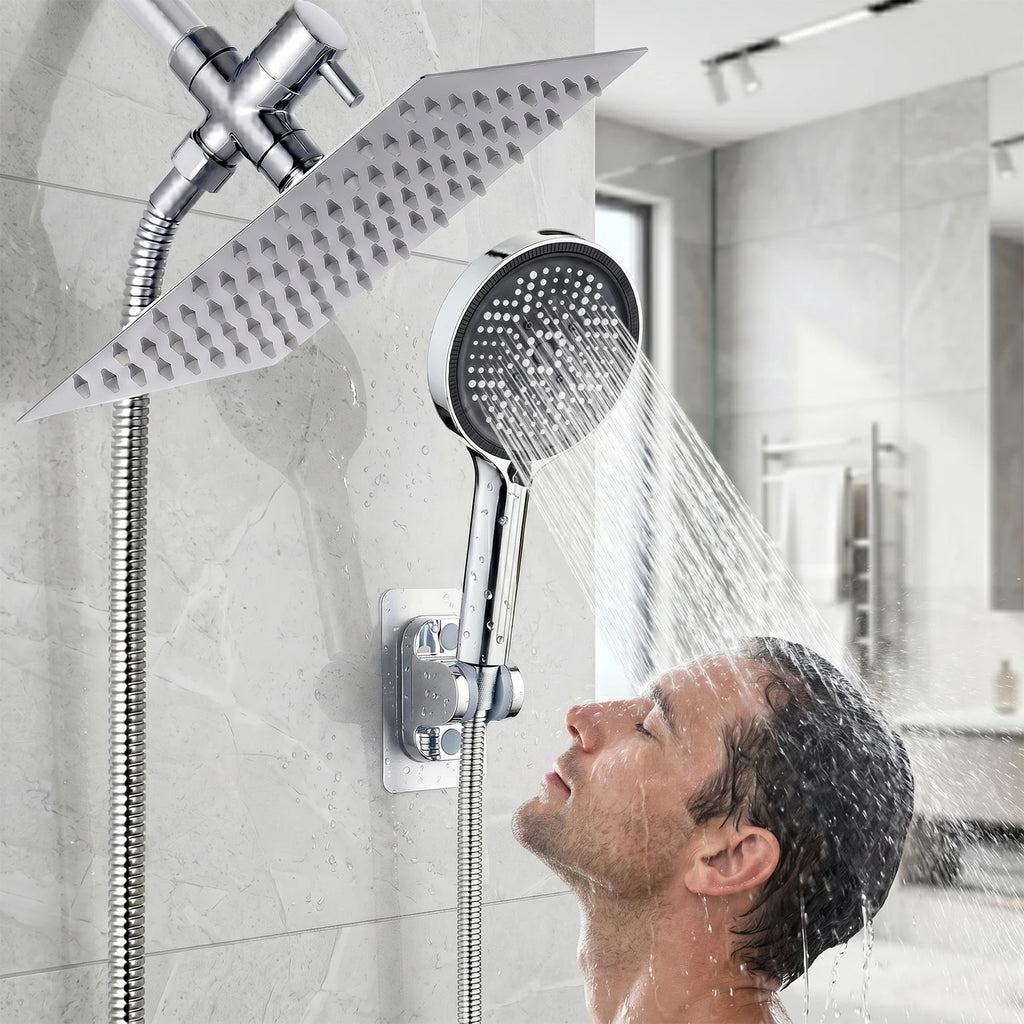 Stainless Steel Rain Shower Head and Handheld Spray Combo