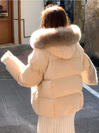 Women's Thick Warm Hooded Faux Fur Collar Winter Puffer Coat