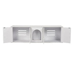 Double Room Wooden Cat Litter Box Enclosure and Hidden Cabinet