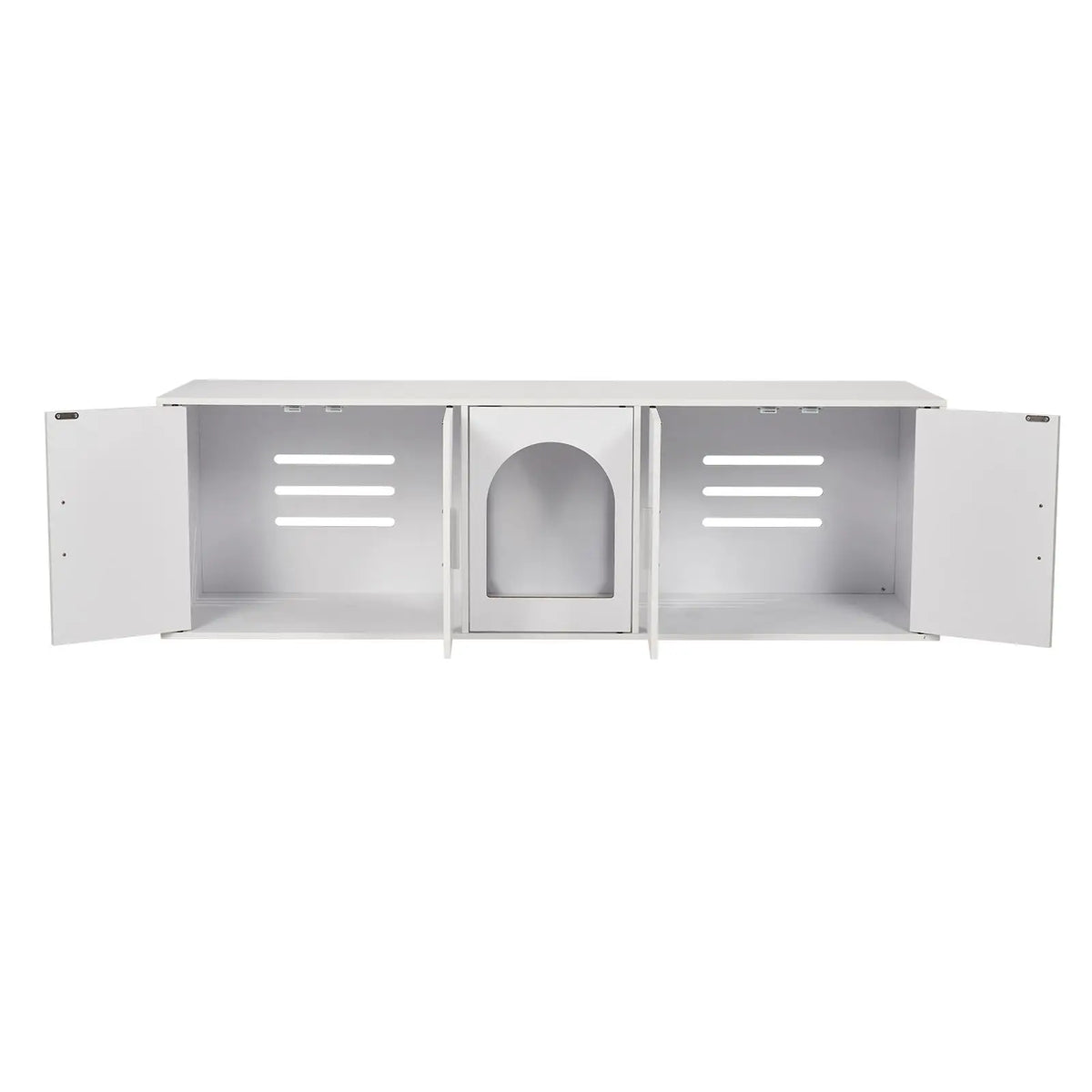 Double Room Wooden Cat Litter Box Enclosure and Hidden Cabinet
