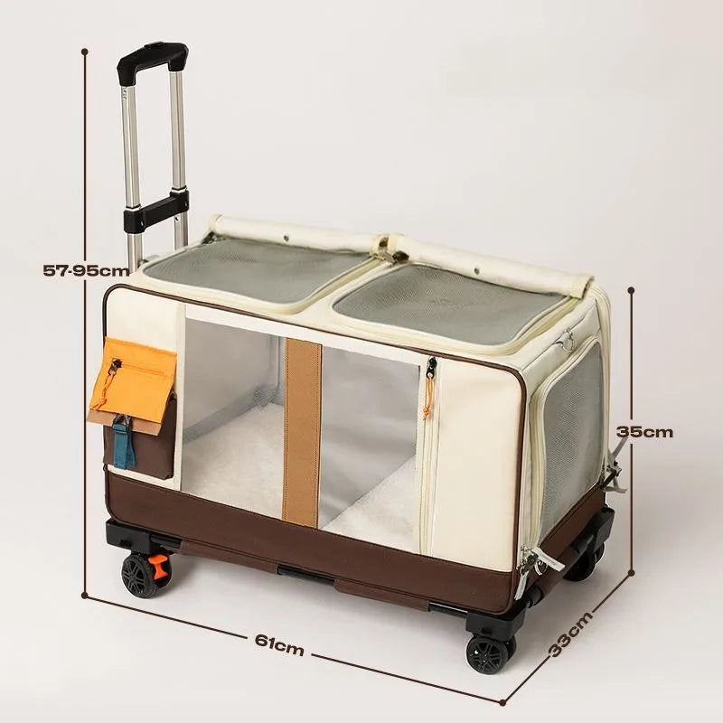 Portable Breathable Universal Wheel Pet Trolley Bag