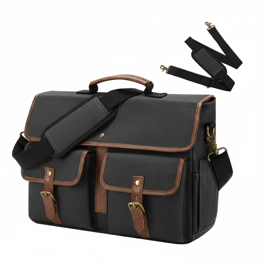 Men's Fashion Canvas Waterproof 15.6 Inch Laptop Messenger Bag