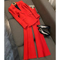 Women's Single Button Blazer and Flared Pants Suit Set