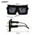 Women's Oversized Fluffy Plush Square Y2K Novelty Sunglasses