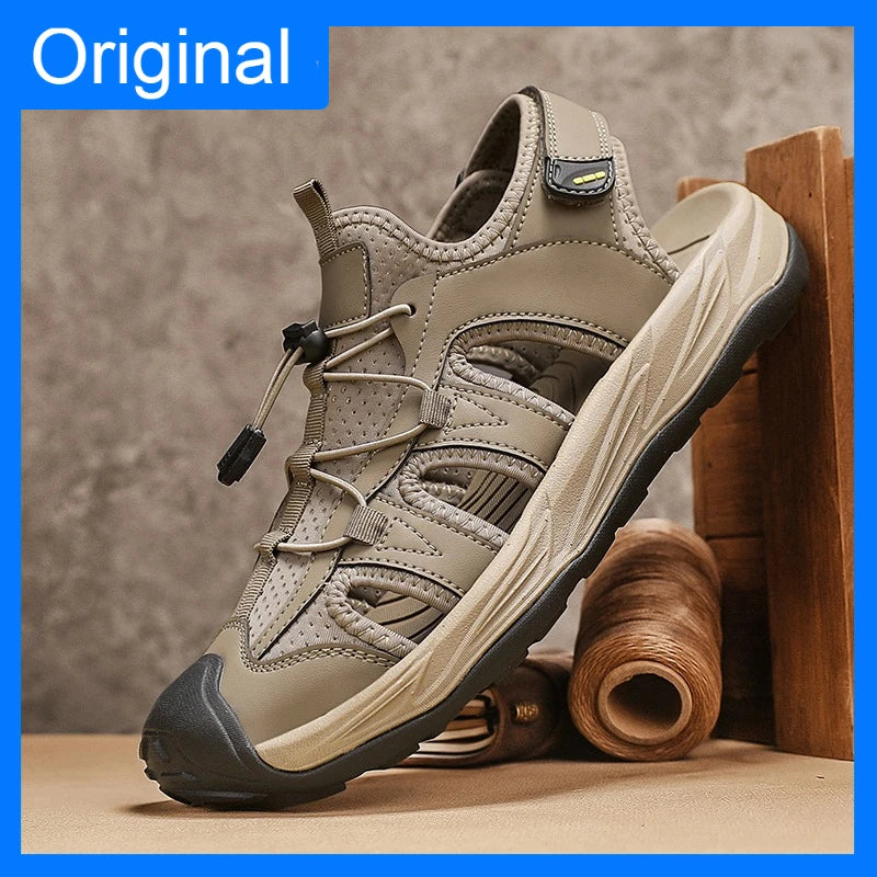 Men's Casual Closed-Toe Sandals Breathable Lightweight Outdoor Beach Shoes