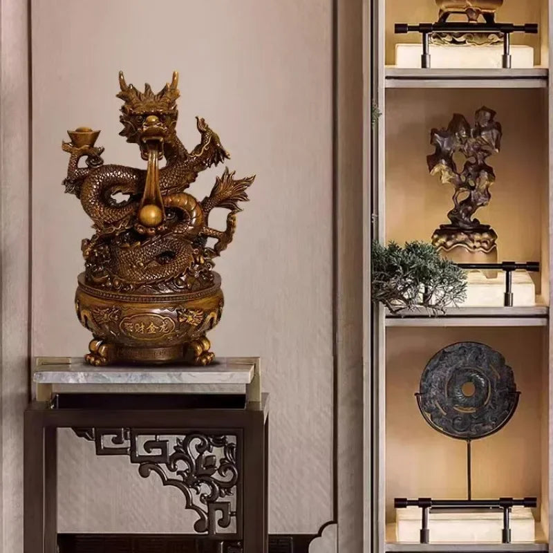 Dragon Wealth Statue and Desktop Decorative Figurine