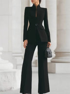 Women's Stand Collar Blazer Pants Suit