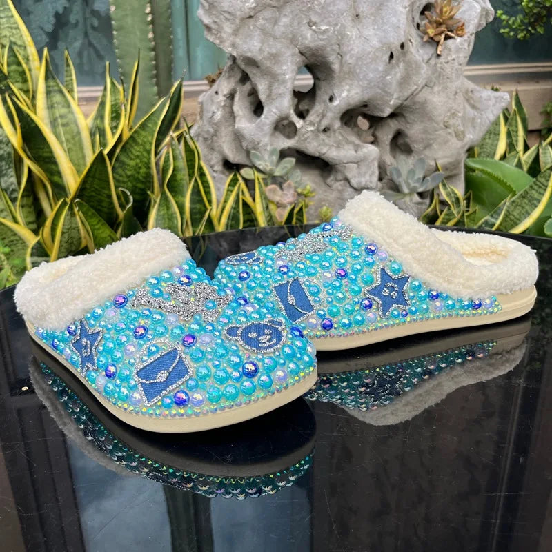Women's Winter Warm Thick-Soled EVA Diamond Sandal Clog Slippers
