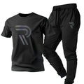 Men's Casual Print Round Neck T-Shirt and Sports Pants Set