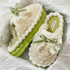 Women's Faux Fur Bowknot House Slippers Plush Warm Indoor Shoes