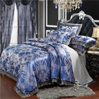Satin Jacquard Bedding Set and Luxury Flower Duvet Cover Set