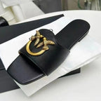 Women's Slip-On Square Toe Flat Slide Sandals