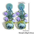 Women's Trendy Bohemian Simulation Rosebud Beaded Dangle Earrings