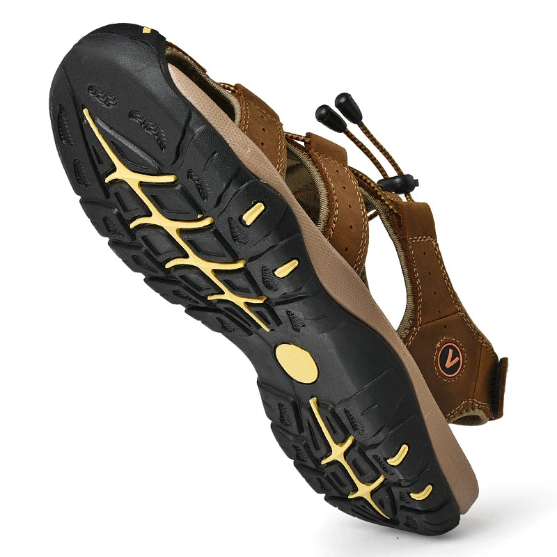 Men's Casual Outdoor Leather Sandals Roman Beach Shoes