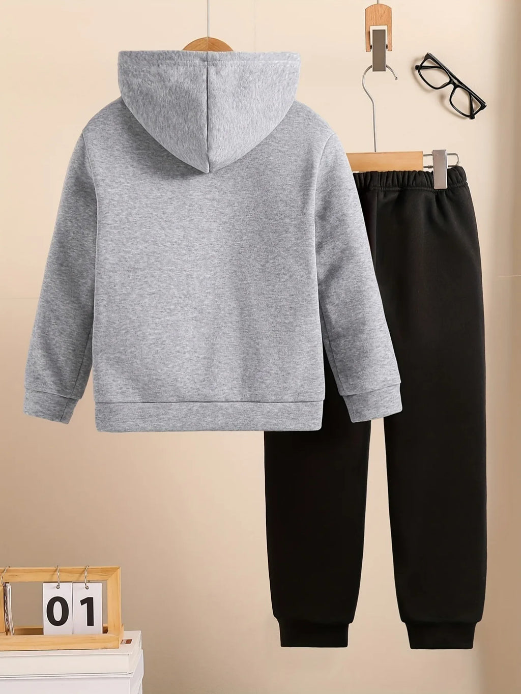 Boys' Printed Hooded Sweatshirt Pants Two-Piece Set