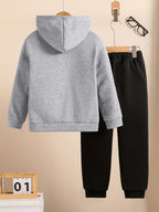 Boys' Printed Hooded Sweatshirt Pants Two-Piece Set