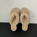 Women's Flock Round Toe Wedge Slippers