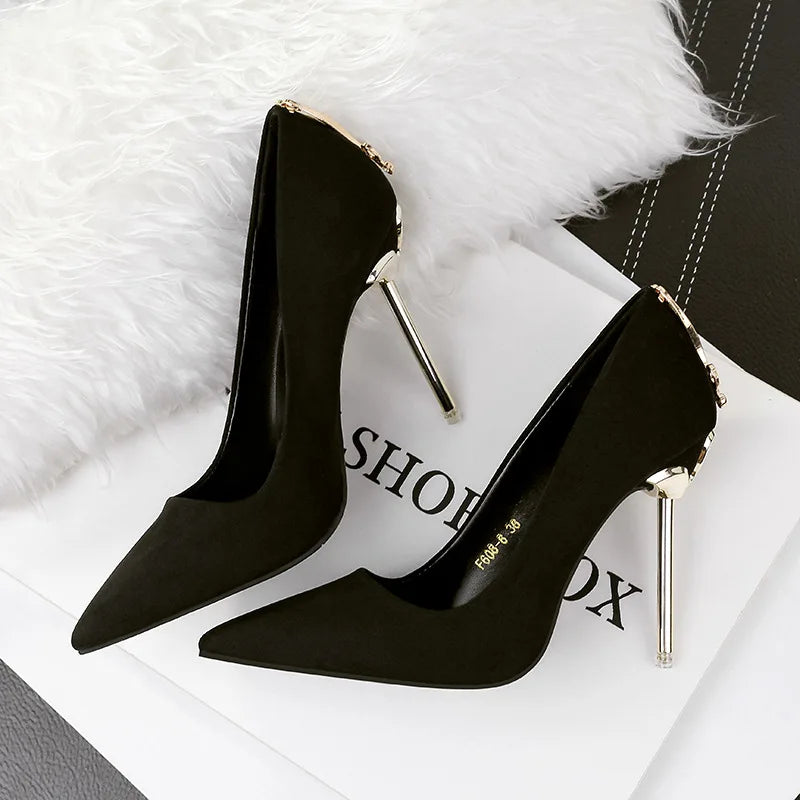 Women's Pointed Toe Suede Bow Stiletto Pumps