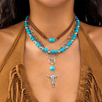 Women's Fashion Bohemian Turquoise Beaded Western Pendant Necklace