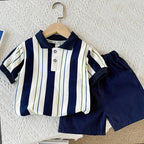 Boys Cotton Striped Shorts Set 2-Piece Summer Casual Playwear