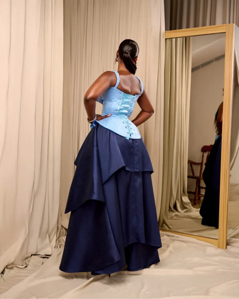 Women's Corset Top and Asymmetrical Skirt 2-Piece Set