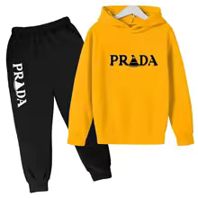 Kids' Pattern Hooded Sweatshirt Pants Two-Piece Set