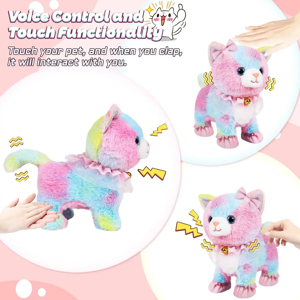 Kids' Interactive Walking Cat Toy with Leash and Sound Effects