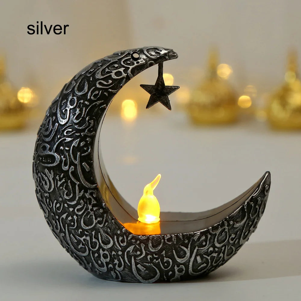 Star Moon LED Candlestick Lamp and Eid Festive Tabletop Ornament