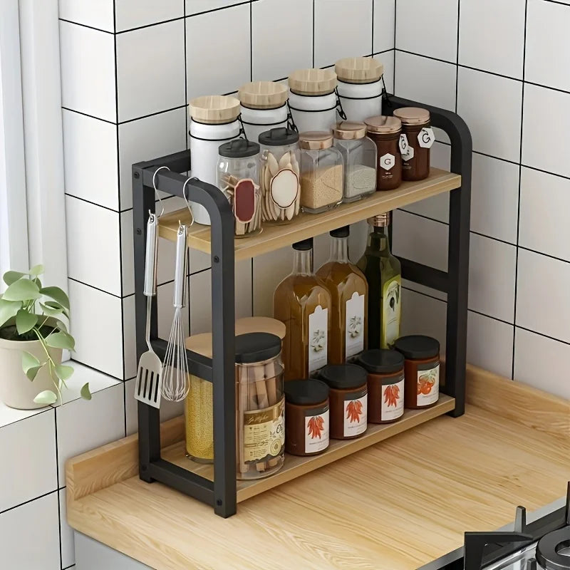 2 Tier Metal Countertop Shelf and Multipurpose Kitchen Storage Organizer
