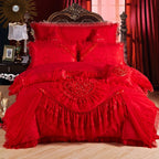 Luxury Princess Jacquard Duvet Cover and Lace Bedding Set