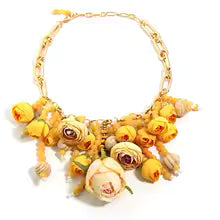 Women's Fashion Statement Three-Dimensional Rose Cluster Beads Necklace