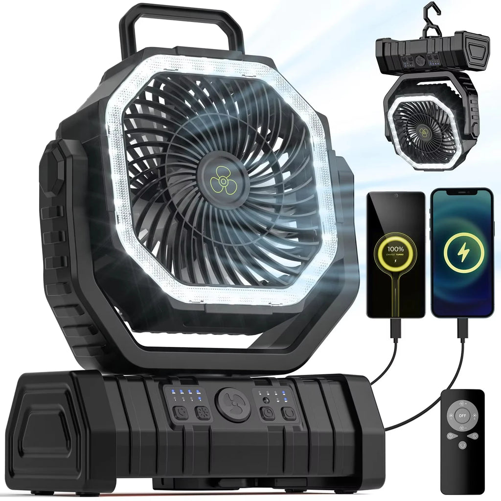 20000mAh Portable Camping Fan and Rechargeable Tent Light