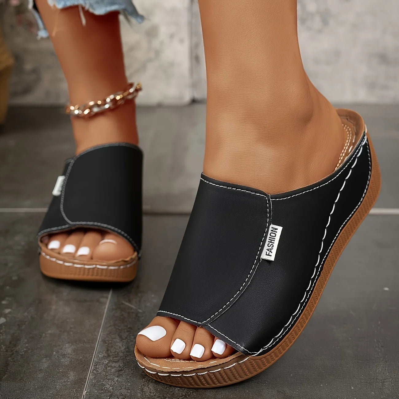 Women's Platform Wedge Slide Sandals Open Toe Summer Beach Shoes