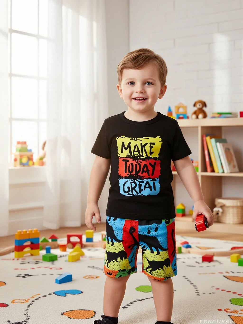 Toddler Boy Summer Letter Print T-Shirt and Shorts Set