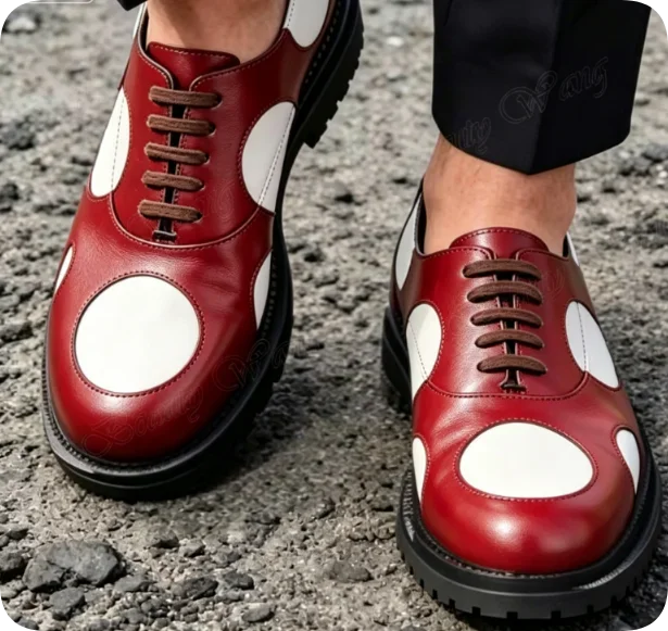 Men's Lace-Up Round Toe High Heel Boots