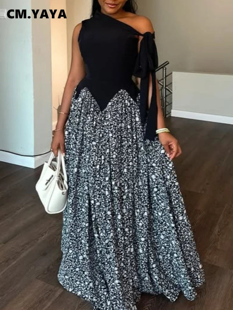 Women's Off Shoulder Floral Print Flowy Maxi Dress