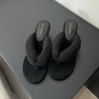 Women's Flock Round Toe Wedge Slippers