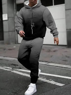 Men's Autumn Gradient 3D Print Hoodie and Sweatpants Tracksuit Set