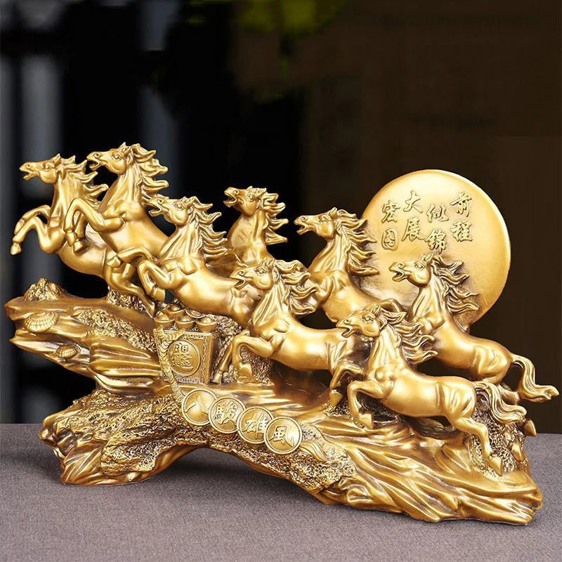 Eight Horses Resin Ornament and Feng Shui Desktop Figurine